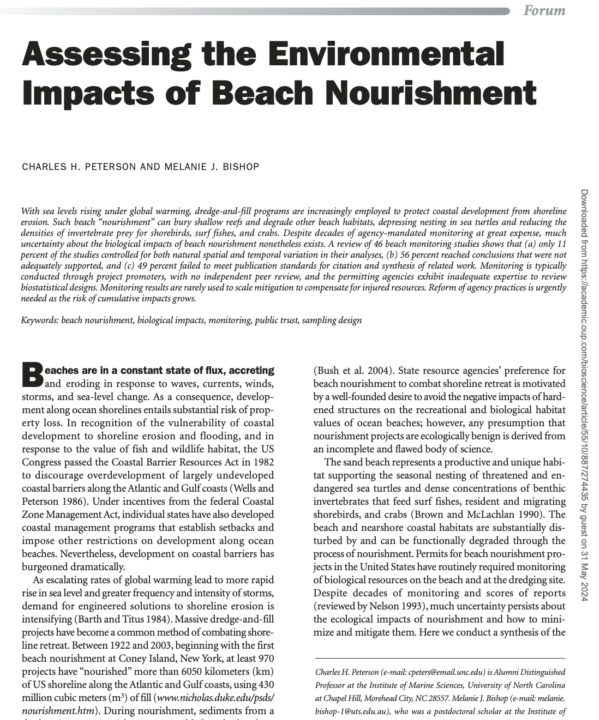 Assessing the Environmental Impacts of Beach Nourishment