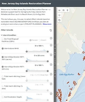 New Jersey Bay Islands Restoration Planner tool