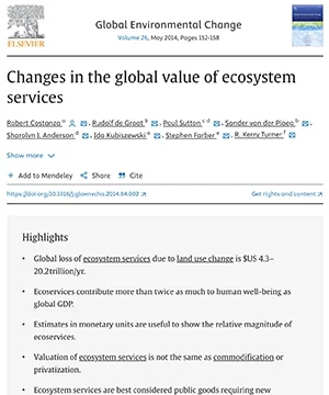 Changes in the global value of ecosystem services