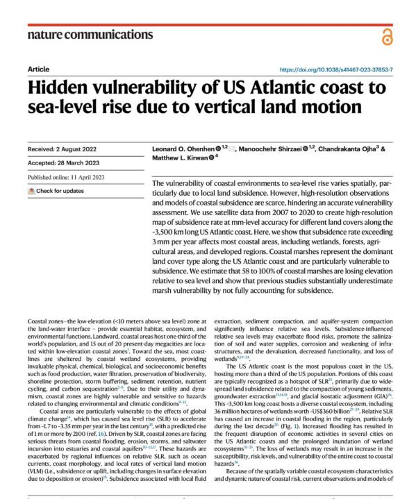 Hidden vulnerability of US Atlantic coast to sea-level rise due to vertical land motion report