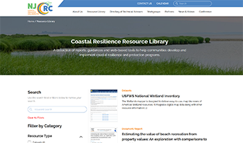 A view of the Coastal Resilience Resource Library home page